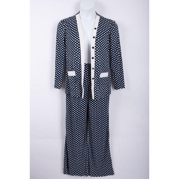 1970s Vintage 2 Piece Pant Set Polka Dot Women's 1 - Picture 1 of 5